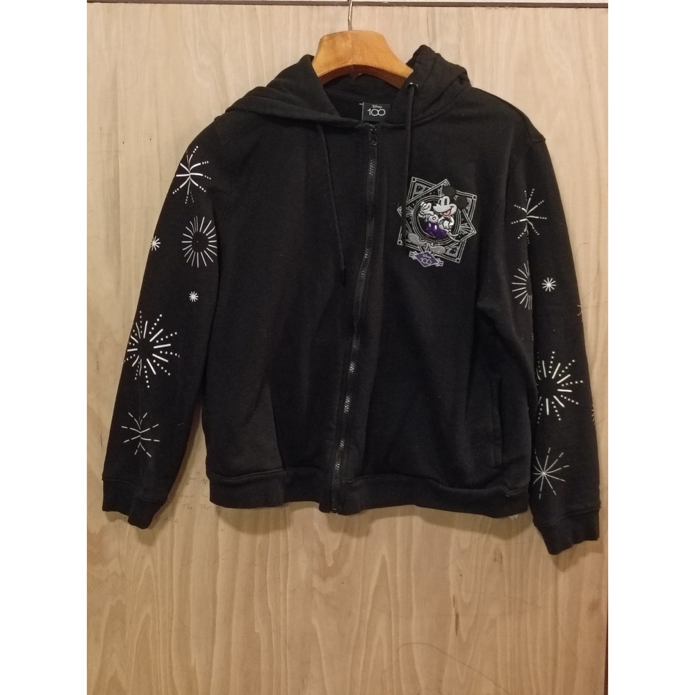 Disney 100th Anniversary Jacket Vintage Unisex Black Hoodie Embroidered XL.